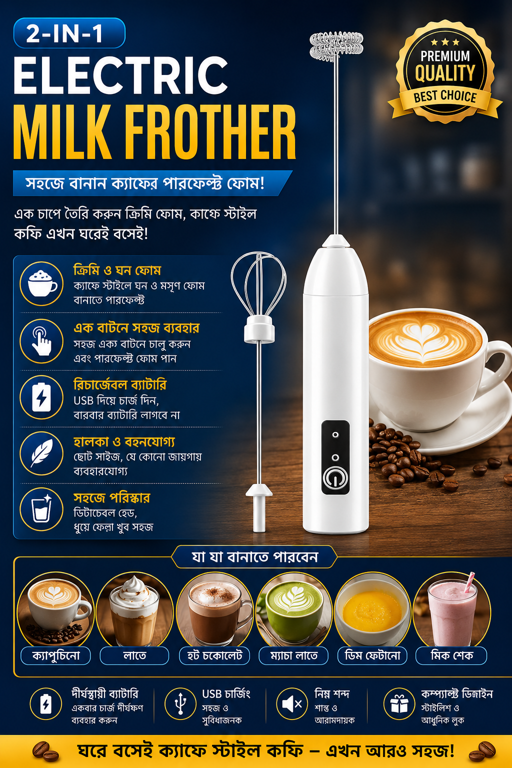 2-IN-1 ELECTRIC MILK FROTHER ☕
